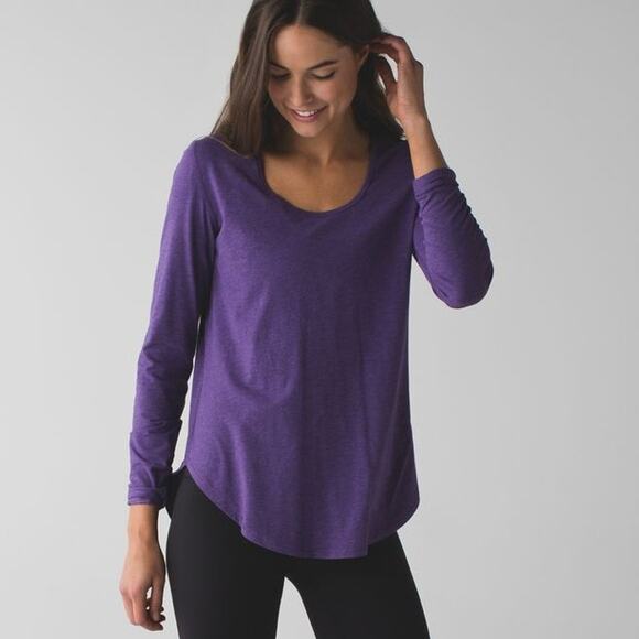 Lululemon Yogini 5 Year Long Sleeve Tee Heathered Bold Violet size 6 - Picture 1 of 10